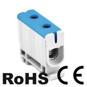 Universal Terminal Block Al/Cu UK240/1N, 1P (2holes) 35-240mm² 380/425A, TS35 ˄panel mount, blue