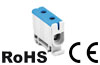 Klemm Al/Cu UK240/1N, 1P (2holes) 35-240mm² 380/425A, TS35 ˄panel mount, sinine