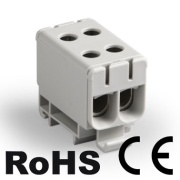 Tapping Terminal Block Al/Cu UK50/2A, 1P (4holes) 2.5-50mm² 145/160A, 6pcs/pck, TS35, grey