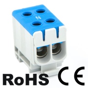 Tapping Terminal Block Al/Cu UK50/2N, 1P (4holes) 2.5-50mm² 145/160A, 6pcs/pck, TS35, blue