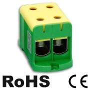 Tapping Terminal Block Al/Cu UK50/2PE, 1P (4holes) 2.5-50mm² 145/160A, 6pcs/pck, TS35, yegr