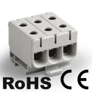 Tapping Terminal Block Al/Cu UK95/3A, 1P (6holes) 16-95mm² 220/245A, 3pcs/pck, TS35 ˄panel mount, grey