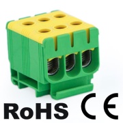 Tapping Terminal Block Al/Cu UK240/3PE, 1P (6holes) 35-240mm² 380/425A, TS35 ˄panel mount, yegr