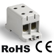 Tapping Terminal Block Al/Cu UK95/2A, 1P (4holes) 16-95mm² 220/245A, 3pcs/pck, TS35 ˄panel mount, grey